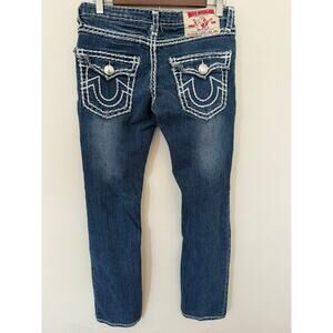 TRUE RELIGION BILLY SUPER T Big Stitch Denim Jeans Womens Sz 31 Flap Pocket Y2